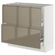 SEKTION / MAXIMERA Base cabinet with 2 drawers, white/Voxtorp high-gloss dark grey-brown, 36x15x30 "