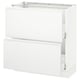 White kitchen cabinet with modern design, featuring sleek drawer fronts, sturdy construction, and smooth-running drawers.