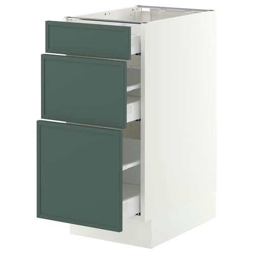 SEKTION / MAXIMERA Base cabinet with 3 drawers, white/Aspudden dark gray-green, 15x24x30 "