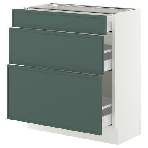 SEKTION / MAXIMERA Base cabinet with 3 drawers, white/Aspudden dark gray-green, 30x15x30 "