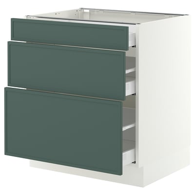 SEKTION / MAXIMERA Base cabinet with 3 drawers, white/Aspudden dark gray-green, 30x24x30 "