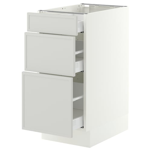 SEKTION / MAXIMERA Base cabinet with 3 drawers, white/Aspudden light gray, 15x24x30 "