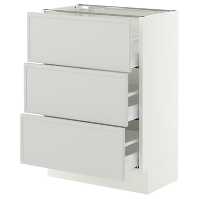 SEKTION / MAXIMERA Base cabinet with 3 drawers, white/Aspudden light gray, 24x15x30 "