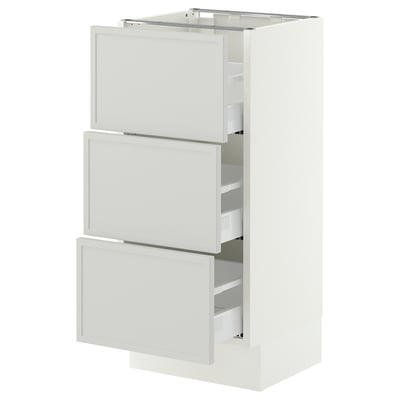 SEKTION / MAXIMERA Base cabinet with 3 drawers, white/Aspudden light gray, 15x15x30 "