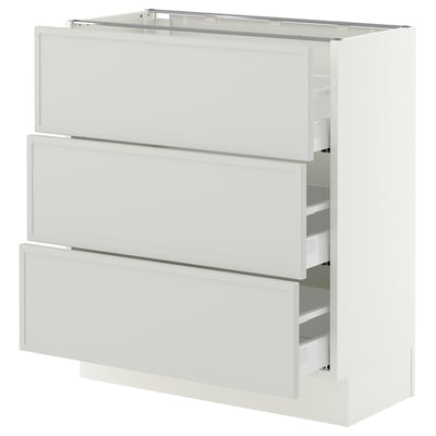 SEKTION / MAXIMERA Base cabinet with 3 drawers, white/Aspudden light gray, 30x15x30 "