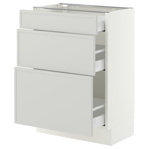 SEKTION / MAXIMERA Base cabinet with 3 drawers, white/Aspudden light gray, 24x15x30 "