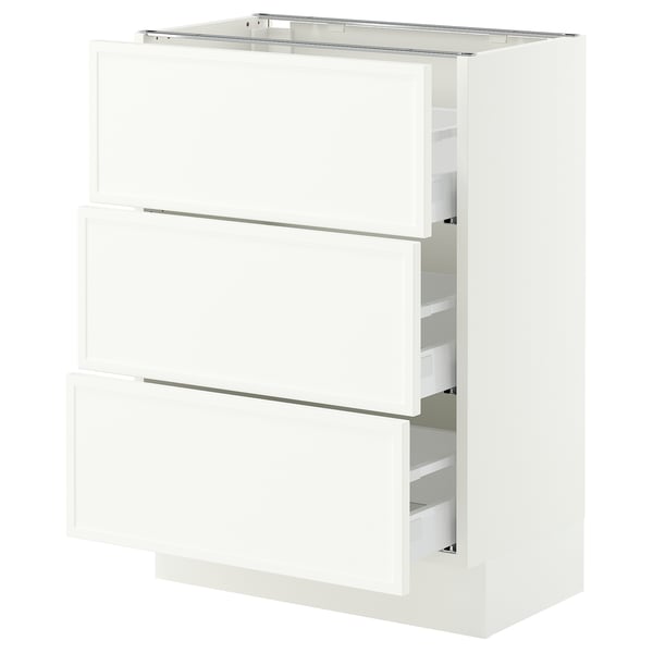 SEKTION / MAXIMERA Base cabinet with 3 drawers, white/Aspudden matte white, 24x15x30 "