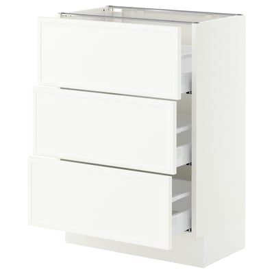 SEKTION / MAXIMERA Base cabinet with 3 drawers, white/Aspudden matte white, 24x15x30 "