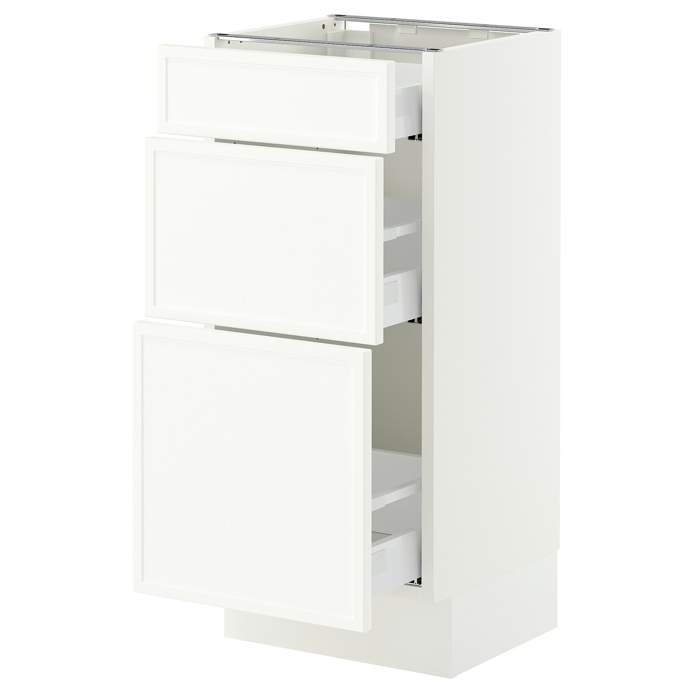 SEKTION / MAXIMERA base cabinet with 3 drawers, white/Aspudden