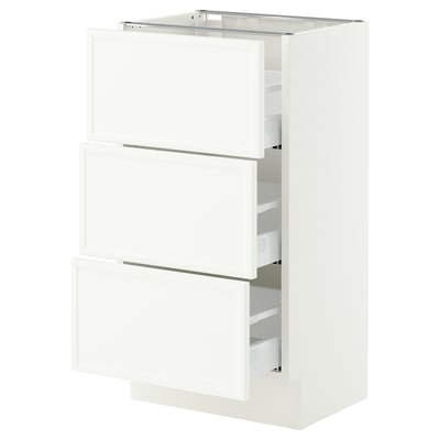 SEKTION / MAXIMERA Base cabinet with 3 drawers, white/Aspudden matte white, 18x15x30 "