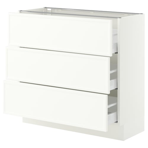 SEKTION / MAXIMERA Base cabinet with 3 drawers, white/Aspudden matte white, 36x15x30 "