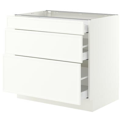 SEKTION / MAXIMERA Base cabinet with 3 drawers, white/Aspudden matte white, 36x24x30 "