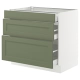 SEKTION / MAXIMERA Base cabinet with 3 drawers, white/Axstad gray-green, 36x24x30 "