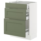 SEKTION / MAXIMERA Base cabinet with 3 drawers, white/Axstad gray-green, 24x15x30 "
