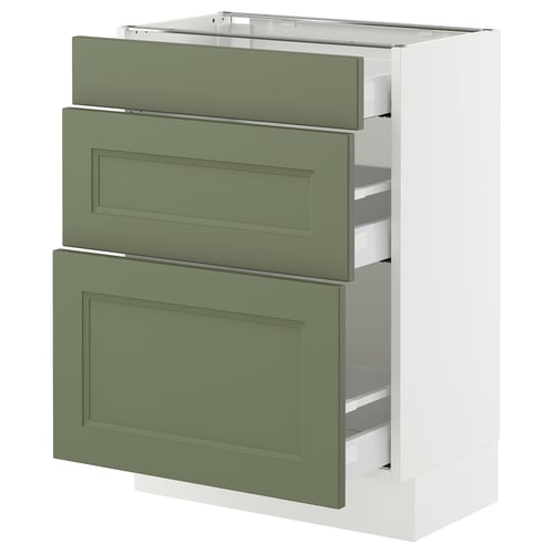 SEKTION kitchen cabinet - grey-green pull-out drawers, modern classic design.