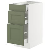 SEKTION / MAXIMERA Base cabinet with 3 drawers, white/Axstad gray-green, 15x24x30 "
