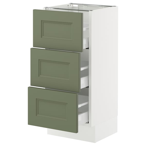 SEKTION / MAXIMERA Base cabinet with 3 drawers, white/Axstad gray-green, 15x15x30 "