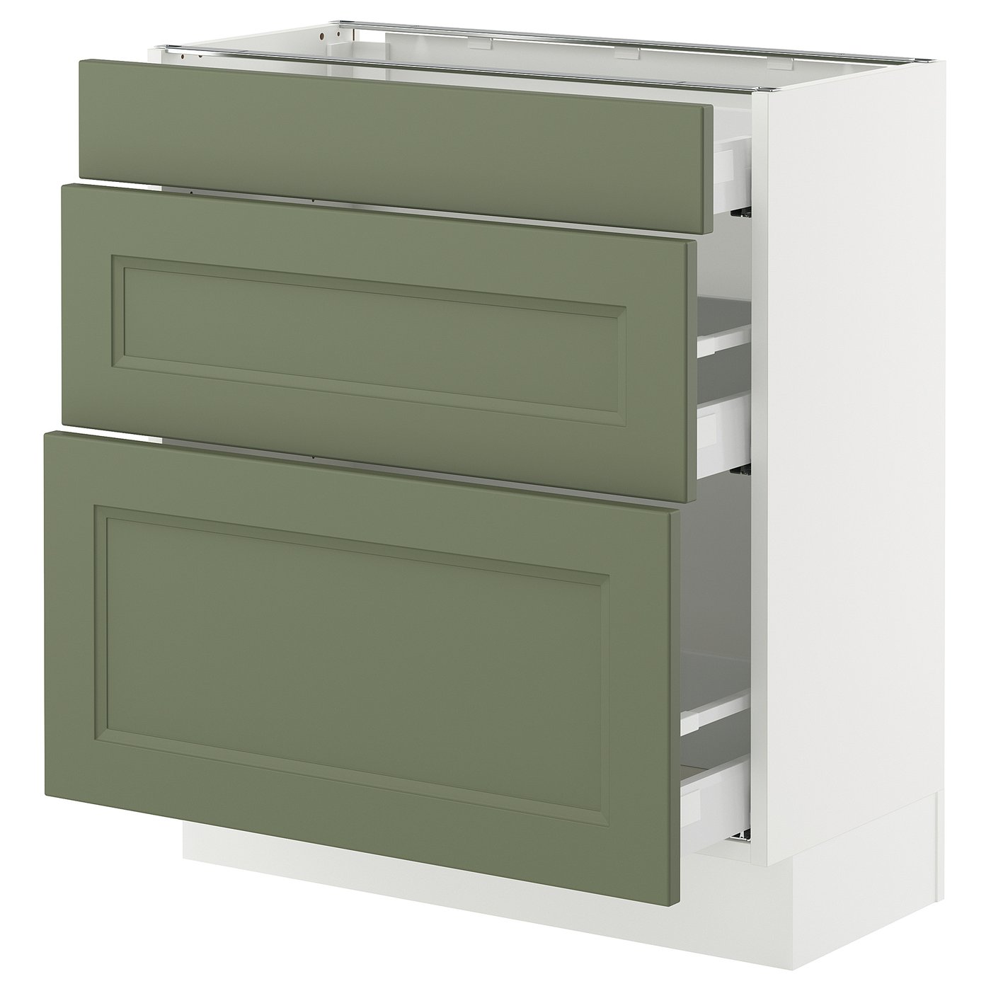 SEKTION / MAXIMERA base cabinet with 3 drawers, white/Axstad gray