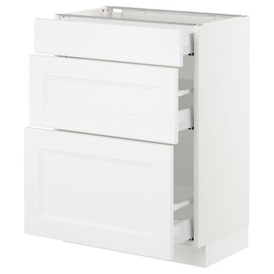 White SEKTION kitchen cabinet, rectangular with two drawer fronts, part of IKEAs kitchen system.