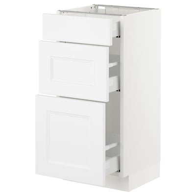 SEKTION white kitchen cabinet with 3 drawers.