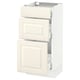 An off-white SEKTION kitchen cabinet with bevelled drawer fronts and a traditional design. It two drawers and a cabinet space.