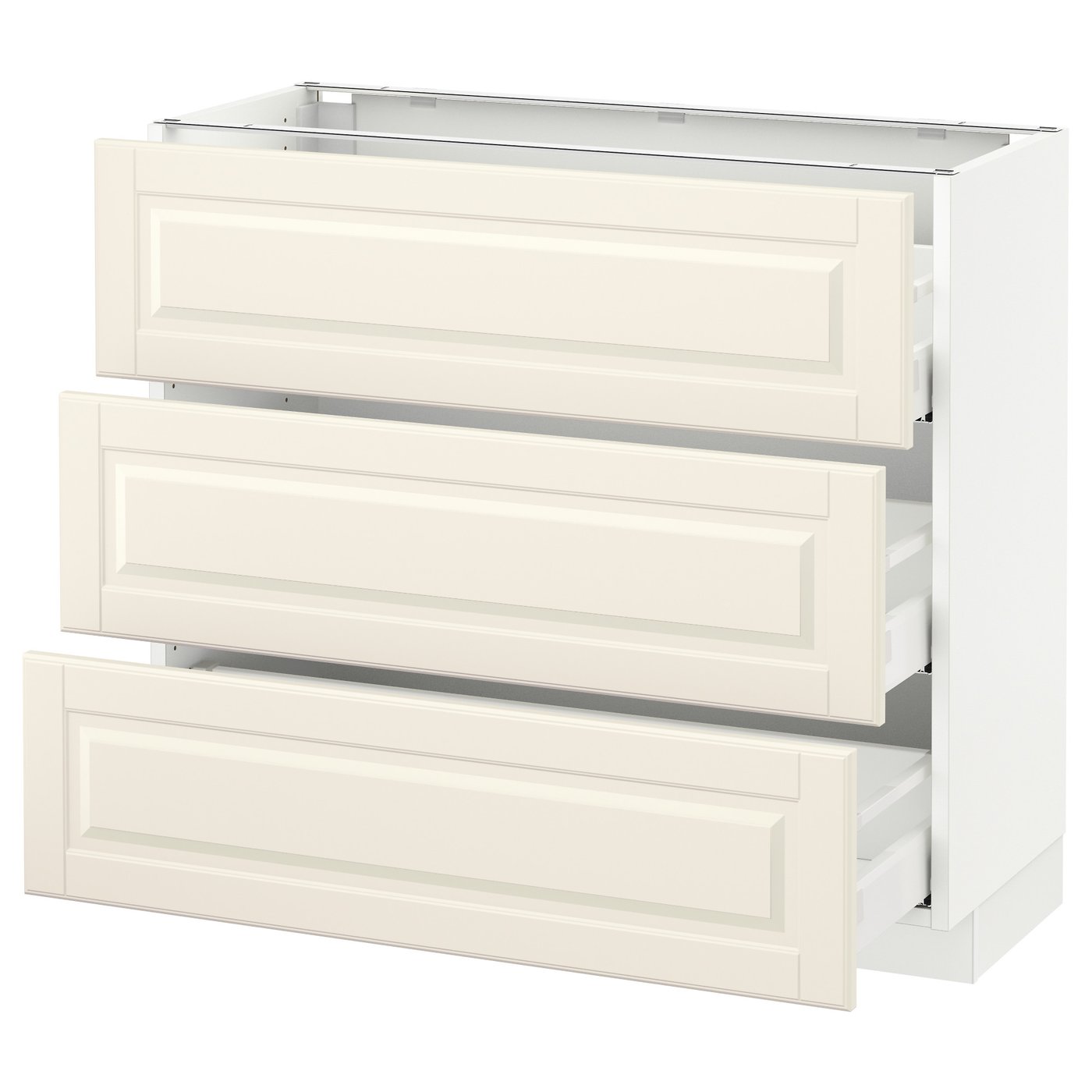 SEKTION / MAXIMERA base cabinet with 3 drawers, white/Bodbyn off