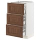 SEKTION / MAXIMERA Base cabinet with 3 drawers, white Enköping/brown walnut effect, 18x15x30 "