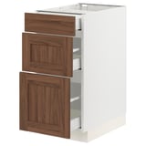 SEKTION / MAXIMERA Base cabinet with 3 drawers, white Enköping/brown walnut effect, 15x24x30 "