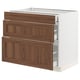 SEKTION / MAXIMERA Base cabinet with 3 drawers, white Enköping/brown walnut effect, 36x24x30 "