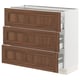 SEKTION / MAXIMERA Base cabinet with 3 drawers, white Enköping/brown walnut effect, 36x15x30 "