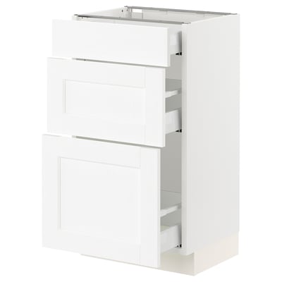 SEKTION / MAXIMERA Base cabinet with 3 drawers, white Enköping/white wood effect, 18x15x30 "