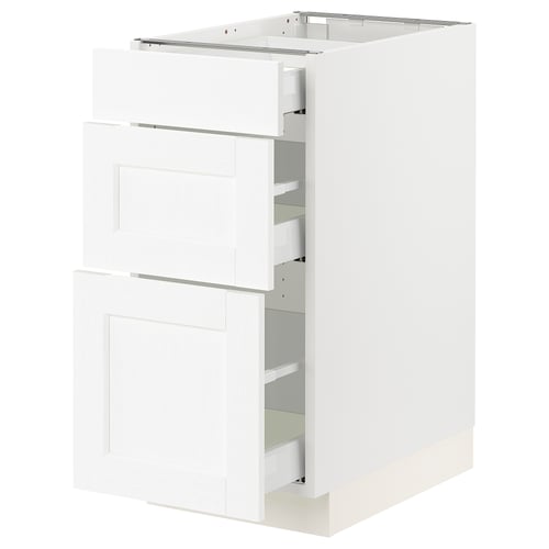 SEKTION white kitchen cabinet with drawers, sleek design.