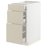 SEKTION / MAXIMERA Base cabinet with 3 drawers, white/Havstorp beige, 15x24x30 "