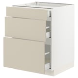 SEKTION / MAXIMERA Base cabinet with 3 drawers, white/Havstorp beige, 24x24x30 "