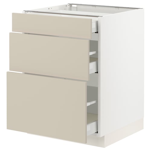 SEKTION kitchen drawer unit, beige, modern, minimalist design, sturdy frame, smooth white drawers.
