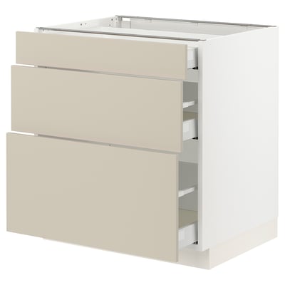 SEKTION / MAXIMERA Base cabinet with 3 drawers, white/Havstorp beige, 30x24x30 "