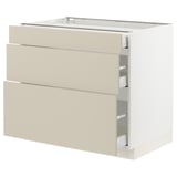 SEKTION / MAXIMERA Base cabinet with 3 drawers, white/Havstorp beige, 36x24x30 "