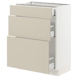 SEKTION / MAXIMERA Base cabinet with 3 drawers, white/Havstorp beige, 24x15x30 "