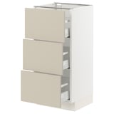 SEKTION / MAXIMERA Base cabinet with 3 drawers, white/Havstorp beige, 15x15x30 "