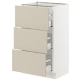 SEKTION / MAXIMERA Base cabinet with 3 drawers, white/Havstorp beige, 18x15x30 "