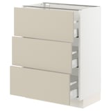 SEKTION / MAXIMERA Base cabinet with 3 drawers, white/Havstorp beige, 24x15x30 "