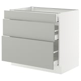 SEKTION / MAXIMERA Base cabinet with 3 drawers, white/Havstorp light gray, 36x24x30 "