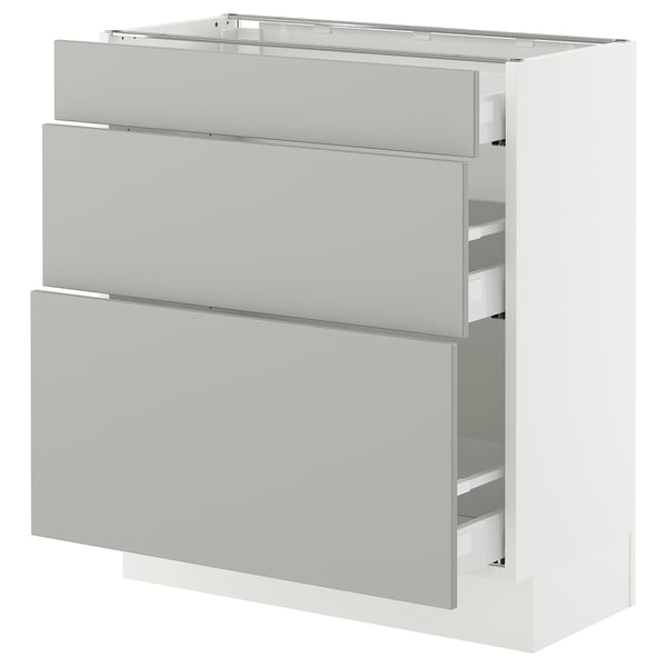 SEKTION / MAXIMERA Base cabinet with 3 drawers, white/Havstorp light gray, 30x15x30 "