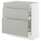 SEKTION / MAXIMERA Base cabinet with 3 drawers, white/Havstorp light gray, 30x15x30 "