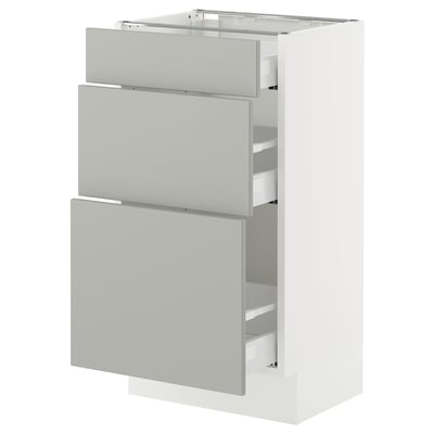 SEKTION / MAXIMERA Base cabinet with 3 drawers, white/Havstorp light gray, 18x15x30 "