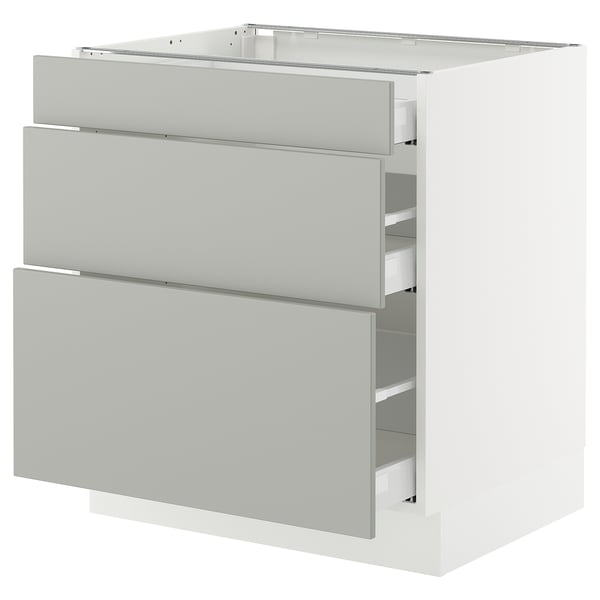 SEKTION / MAXIMERA Base cabinet with 3 drawers, white/Havstorp light gray, 30x24x30 "