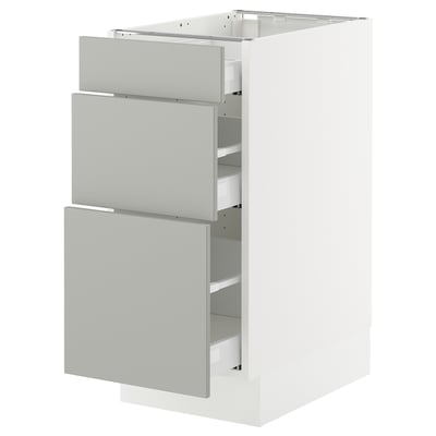 SEKTION / MAXIMERA Base cabinet with 3 drawers, white/Havstorp light gray, 15x24x30 "