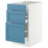 SEKTION / MAXIMERA Base cabinet with 3 drawers, white/Lerhyttan blue, 18x24x30 "