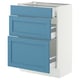 SEKTION / MAXIMERA Base cabinet with 3 drawers, white/Lerhyttan blue, 24x15x30 "