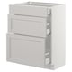 SEKTION kitchen cabinet in light grey. White modern design with bevelled edges. Multiple drawers and shelves.